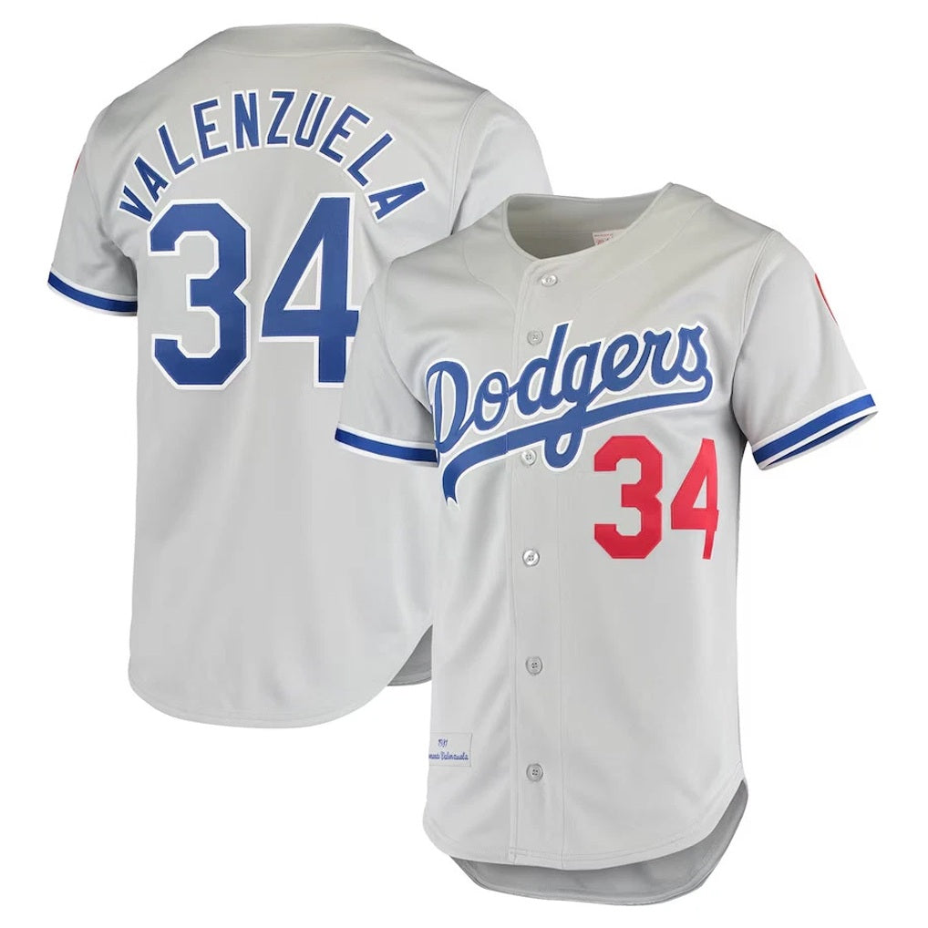 Los Angeles Dodgers #34 Fernando Valenzuela Player Gray Fotopoulosg Throwback 1981 Stitched Jerseys