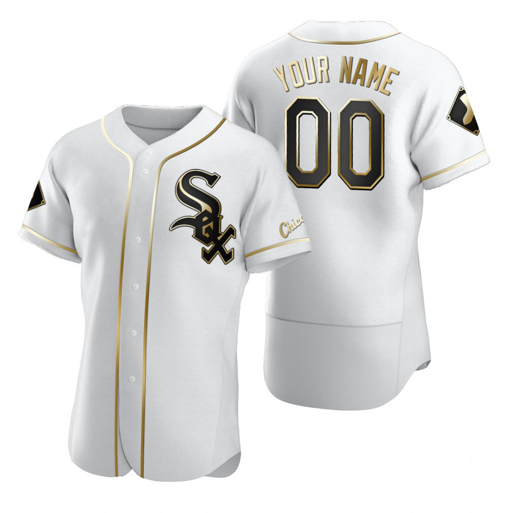 Custom Chicago White Sox White Fotopoulosg Stitched Flex Base Golden Edition Jersey