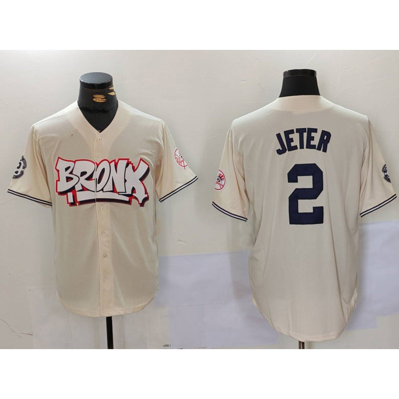 New York Yankees #2 Derek Jeter Cream Fotopoulosg Limited Stitched Jersey 2