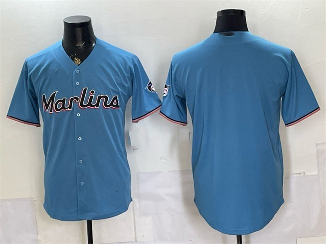 Miami Marlins Blank Blue Fotopoulosg Cool Base Stitched Jersey