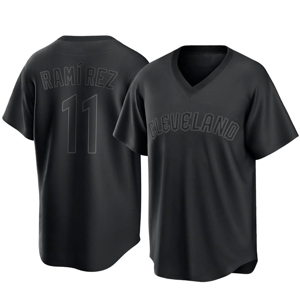 Cleveland Guardians #11 Jose Ramirez Player Black T-shirt Fotopoulosg Home Game Stitched Jerseys