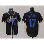 Los Angeles Dodgers #17 Shohei Ohtani Number Black Fotopoulosg Cool Base With Patch Stitched Jerseys