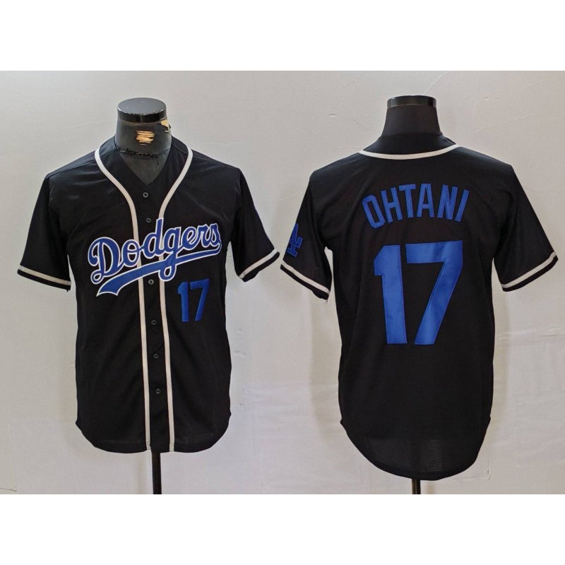 Los Angeles Dodgers #17 Shohei Ohtani Number Black Fotopoulosg Cool Base With Patch Stitched Jerseys