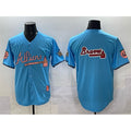 Atlanta Braves Team Big Logo Blue Fotopoulosg 2024 Atliens & Peach With Outkast Patch Vapor Limited Stitched Jersey