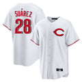 Cincinnati Reds #28 Eugenio Su¨¢rez Player White Fotopoulosg Home Game Stitched Jerseys