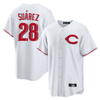 Cincinnati Reds #28 Eugenio Su¨¢rez Player White Fotopoulosg Home Game Stitched Jerseys