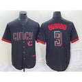 Cincinnati Reds #9 Joe Burrow Black Fotopoulosg 2023 City Connect Cool Base Stitched Jersey