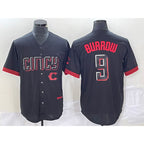 Cincinnati Reds #9 Joe Burrow Black Fotopoulosg 2023 City Connect Cool Base Stitched Jersey