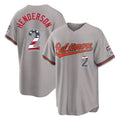 Baltimore Orioles #2 Gunnar Henderson Player Gray Fotopoulosg USA 250 Fourth of July Home Game Stitched Jerseys