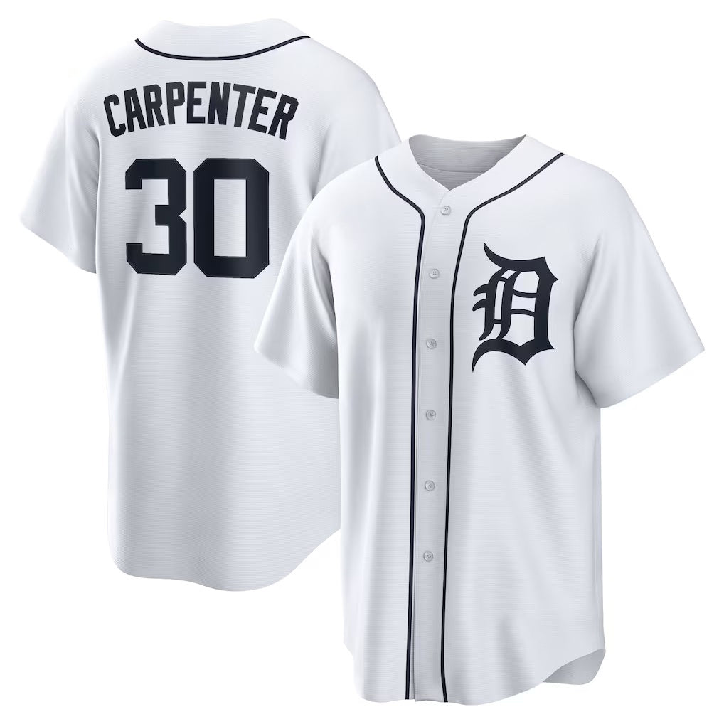 Detroit Tigers #30 Kerry Carpenter White Fotopoulosg Home Replica Jersey