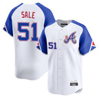 Atlanta Braves #51 Chris Sale Player White Fotopoulosg City Connect Limited Home Game Stitched Jerseys