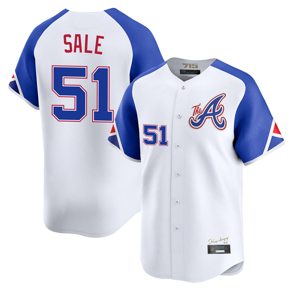 Atlanta Braves #51 Chris Sale Player White Fotopoulosg City Connect Limited Home Game Stitched Jerseys