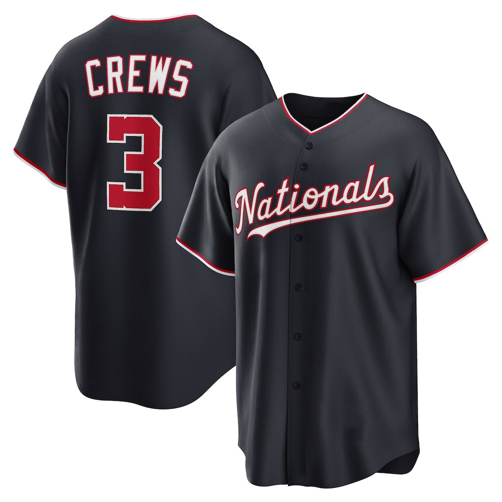 Washington Nationals #3 Dylan Crews Navy Fotopoulosg Alternate Replica Jersey