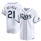 Tampa Bay Rays #21 Jonny DeLuca White Fotopoulosg Home Limited Stitched Jersey