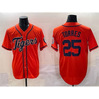 Detroit Tigers #25 Gleyber Torres Orange Fotopoulosg With Patch Vapor Premier Limited Stitched Jersey