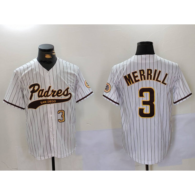 San Diego Padres #3 Jackson Merrill White Fotopoulosg 2023 Cool Base Stitched Jerseys
