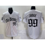 New York Yankees #99 Aaron Judge White Fotopoulosg Fashion Pinstripe 'Gothic Legacy Edition' Vapor Premier Limited Stitched Jersey