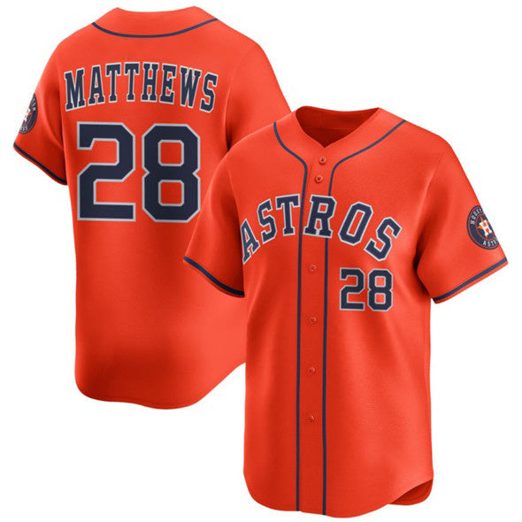 Houston Astros #28 Brice Matthews Orange Fotopoulosg 2025 Alternate Limited Stitched Jersey