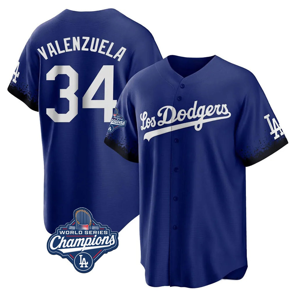 Los Angeles Dodgers #34 Fernando Valenzuela Player Royal Fotopoulosg World Series Meet City Connect Home Game Stitched Jerseys