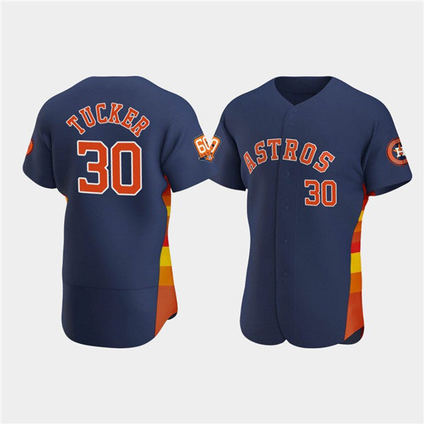 Houston Astros #30 Kyle Tucker Navy Fotopoulosg 60th Anniversary Flex Base Stitched Jersey