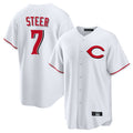 Cincinnati Reds #7 Spencer Steer Player White Fotopoulosg Home Game Stitched Jerseys