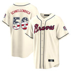 Atlanta Braves #56 Spencer Schwellenbach Player Cream Fotopoulosg USA 250 Fourth Of July Limited Home Game Stitched Jerseys