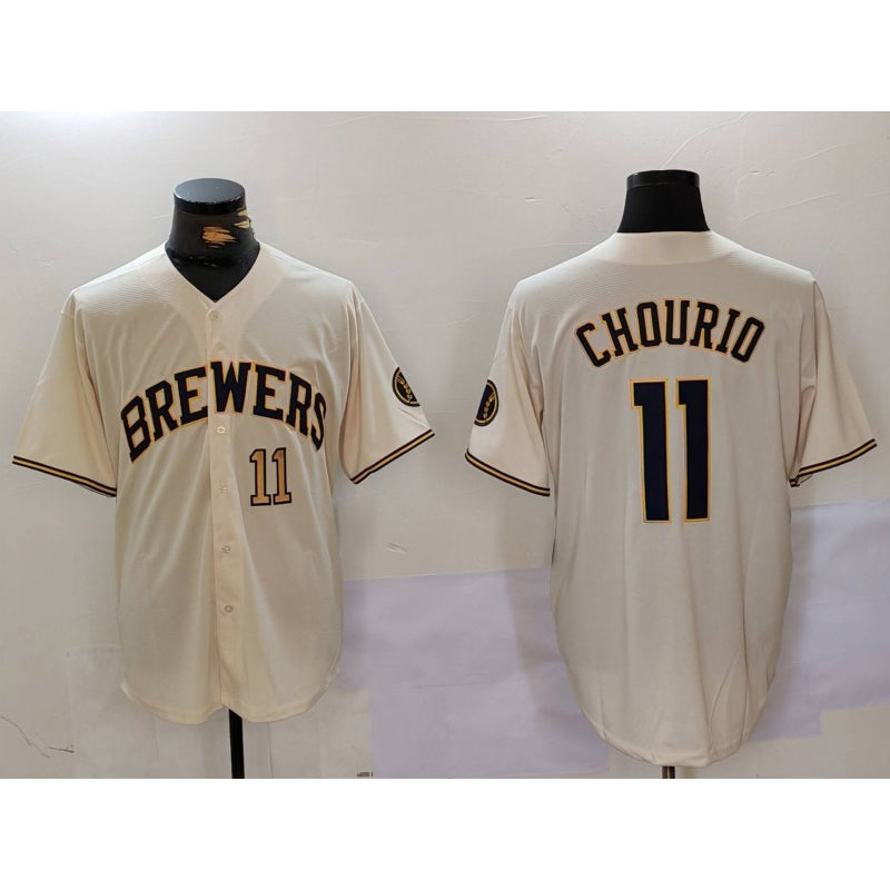 Milwaukee Brewers #11 Jackson Chourio Cream Fotopoulosg Stitched Cool Base Jerseys
