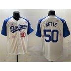 Los Angeles Dodgers #50 Mookie Betts White Royal Fotopoulosg 2025 Tokyo Series Limited Stitched Jersey