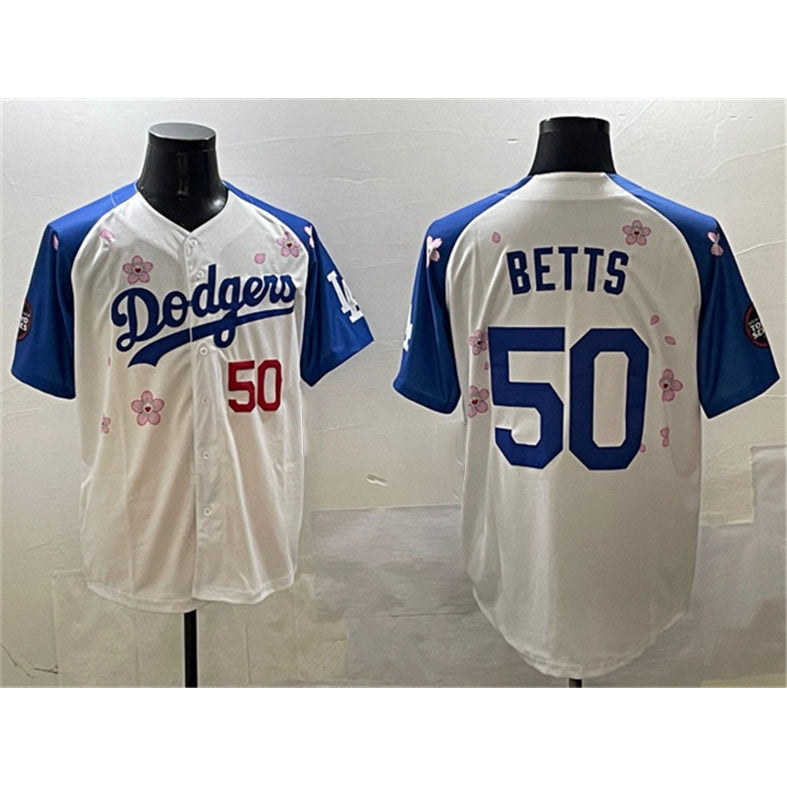 Los Angeles Dodgers #50 Mookie Betts White Royal Fotopoulosg 2025 Tokyo Series Limited Stitched Jersey