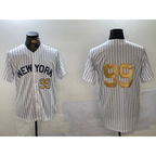 New York Yankees #99 Aaron Judge White Fotopoulosg Pinstripe Without Name Fashion Cool Base Jerseys