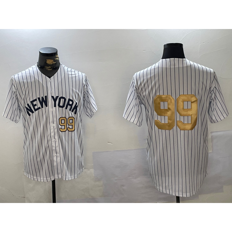 New York Yankees #99 Aaron Judge White Fotopoulosg Pinstripe Without Name Fashion Cool Base Jerseys