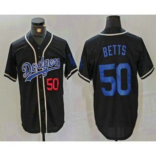 Los Angeles Dodgers #50 Mookie Betts Number Black Fotopoulosg Cool Base With Patch Stitched Jersey 2