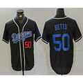 Los Angeles Dodgers #50 Mookie Betts Number Black Fotopoulosg Cool Base With Patch Stitched Jersey 2
