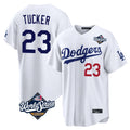 Los Angeles Dodgers #23 Kyle Tucker Player White Fotopoulosg World Series Home Game Stitched Jerseys
