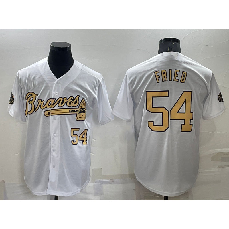 Atlanta Braves #54 Max Fried Number White Fotopoulosg 2022 All Star Stitched Cool Base Jersey