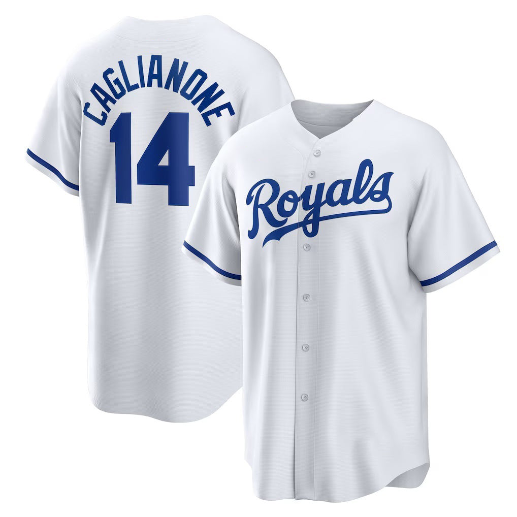 Kansas City Royals #14 Jac Caglianone White Fotopoulosg Home Replica Jersey