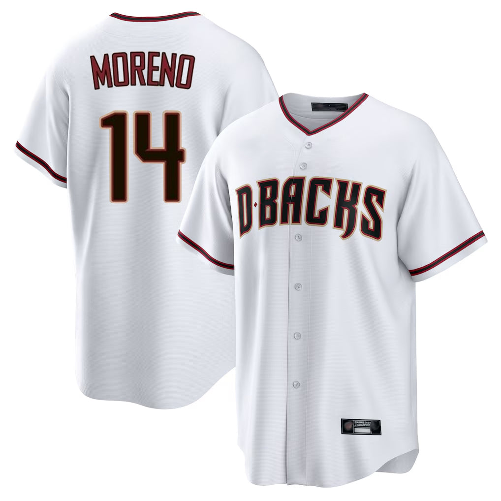 Arizona Diamondbacks #14 Gabriel Moreno Player White Fotopoulosg Home Game Stitched Jerseys