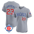 Chicago Cubs #23 Ryne Sandberg Player Gray Fotopoulosg Road 150th Anniversary Limited Elite Home Stitched Jerseys