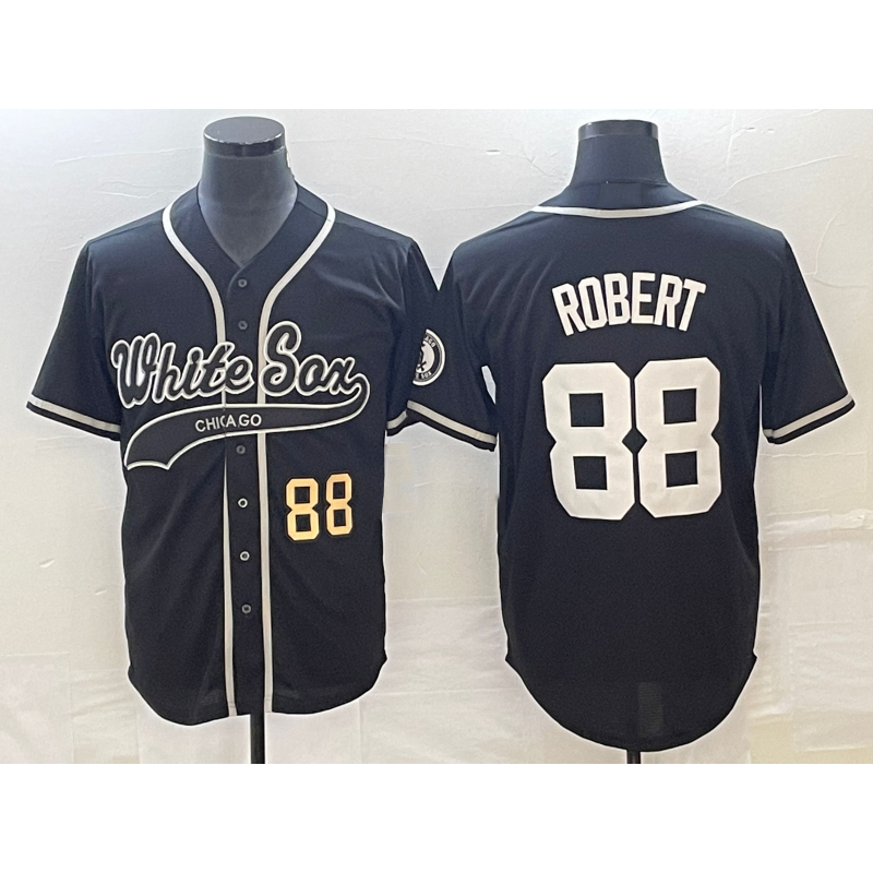 Chicago White Sox #88 Luis Robert Number Black Fotopoulosg Cool Base Stitched Jersey