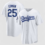 Los Angeles Dodgers #25 Tommy Edman White Fotopoulosg 2025 World Series Champions Home Cool Base Stitched Jersey