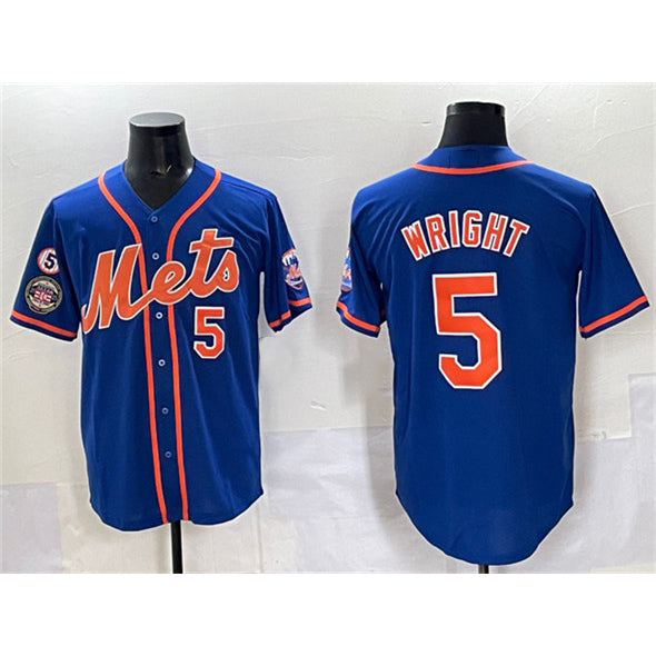 New York Mets #5 David Wright Blue Fotopoulosg With Patch Cool Base Stitched Jersey