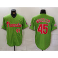 Philadelphia Phillies #45 Zack Wheeler Number Green Fotopoulosg With Patch Stitched Cool BaseJersey