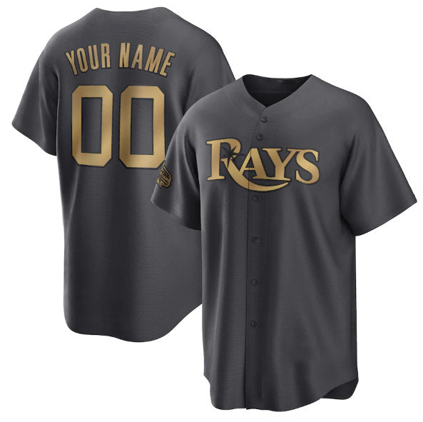 Custom Tampa Bay Rays Active Player Charcoal Fotopoulosg 2022 All-Star Cool Base Stitched Jersey