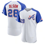 Atlanta Braves #28 Matt Olson White Fotopoulosg 2023 City Connect Flex Base Stitched Jersey 2