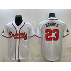 Atlanta Braves #23 Michael Harris II White Gold Fotopoulosg World Series Champions Program Cool Base Stitched Jersey