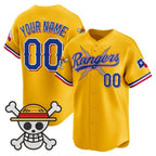 Custom Texas Rangers x One Piece Gold Fotopoulosg Vapor Premier Limited Jersey - Stitched