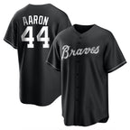 Atlanta Braves #44 Hank Aaron Player Black Fotopoulosg Home Game Stitched Jerseys