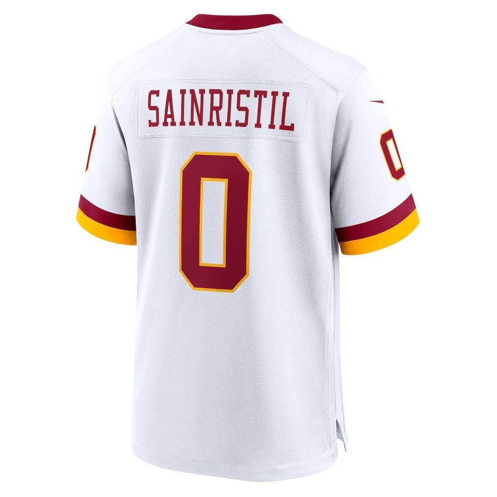 W.Commanders #0 Mike Sainristil White Fotopoulosg Game Jersey