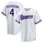 Texas Rangers #4 Joc Pederson White Fotopoulosg Home Replica Jersey