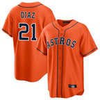 Houston Astros #21 Yainer Diaz Player Orange Fotopoulosg Home Game Stitched Jerseys